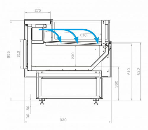 Холодильная витрина Carboma GC95 SM 0,94-2 открытая с боковинами (версия 2.0) 9006-9005 фото 4