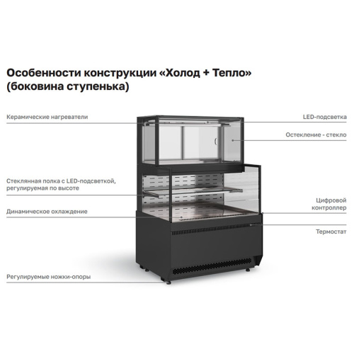Витрина холодильная/тепловая KC70 VV/SH 0,6-2-1 STANDARD БОКОВИНА СТУПЕНЬКА (версия 2.0) (9005-0430) фото 5