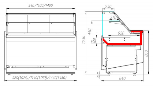 Кондитерская витрина Carboma KC80 SM 1,2-1 фото 3